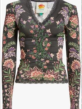 Farm Rio Black Marvelous Garden Knit Top
